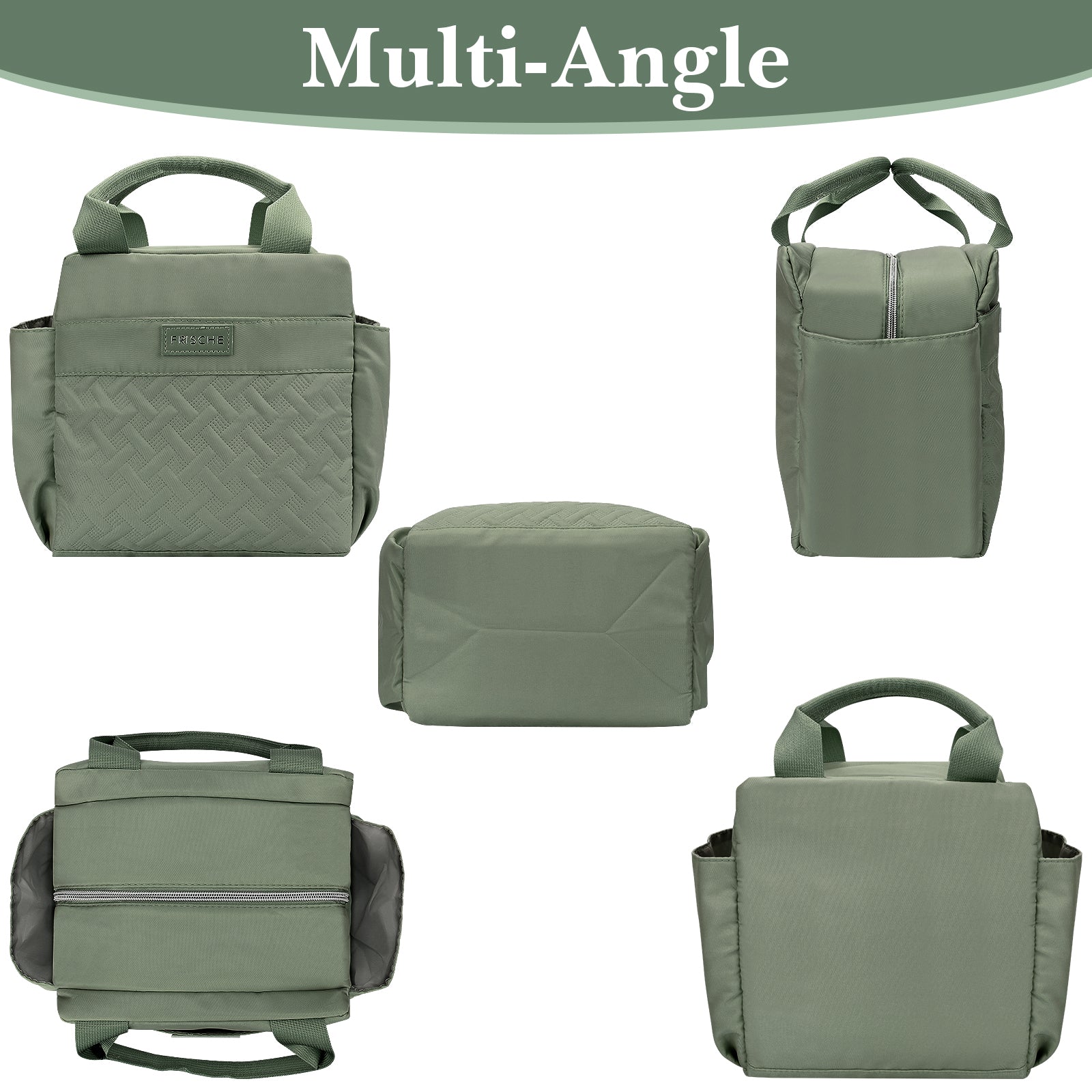 Linkidea Lunch Bag for Women, Large Leak Proof Lunch Tote Cooler, Lunch Tote Bag with Bottle Holder and Side Pockets, Compatible with NatraProw, LOVINA, Caperci (Military Green)