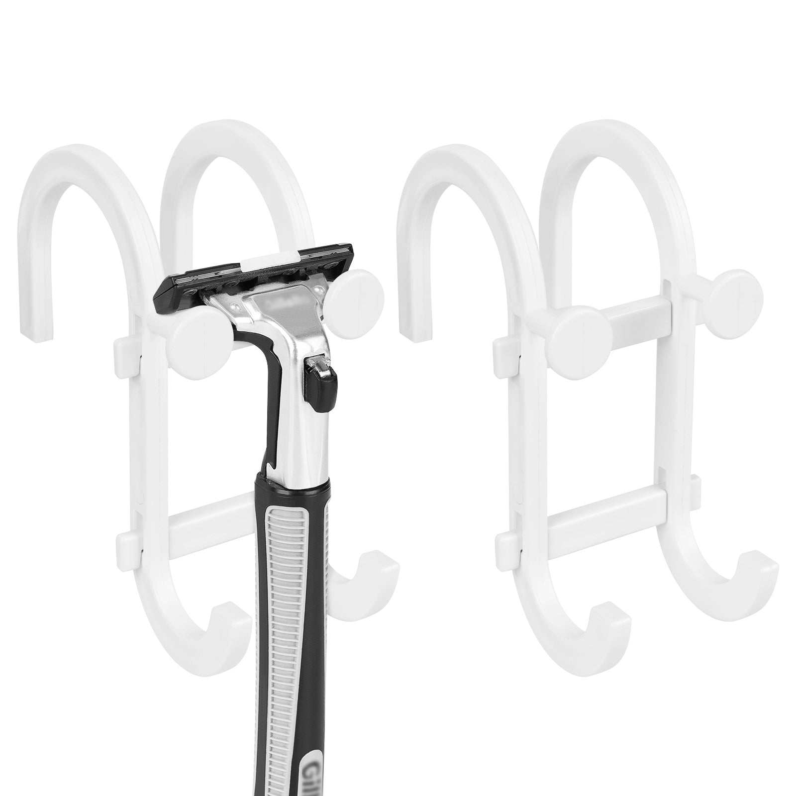 Linkidea Shower Razor Holder, Loofah Storage Stand, Bathroom Razor Hook Compatible with Gillette ProGlide Power, Vector 3, Mach 3, Venus Platinum & ComfortGlide (White)