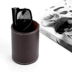 Glasses Desk Holder Stand for Reading Eyeglasses Compatible with Extra Large Glasses, Vegan Leather Glasses Holder for Nightstand, Glasses Storage (XXL, Brown)