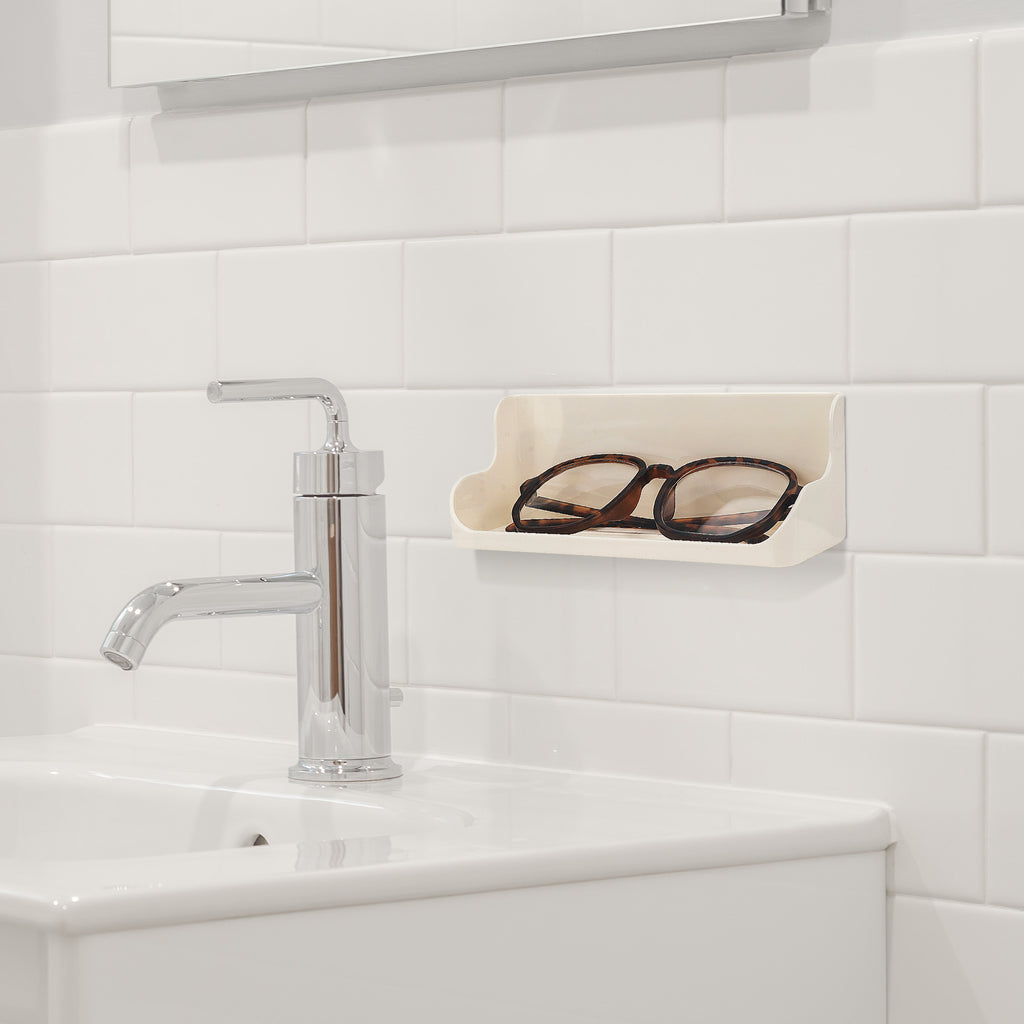 Eyeglasses Holder, Wall Mount Simple Style Reading Glasses Storage Organizer for Bedroom Bathroom Study (White)