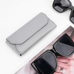 Extra Large Sunglasses Pouch Case, Vegan Leather Sun Glasses Organizer Soft Bag Compatible with Gucci GG0595S GG0875S GG0351S GG1087S RayBan RB4840S RB2132 RB3707 (XL, Grey)