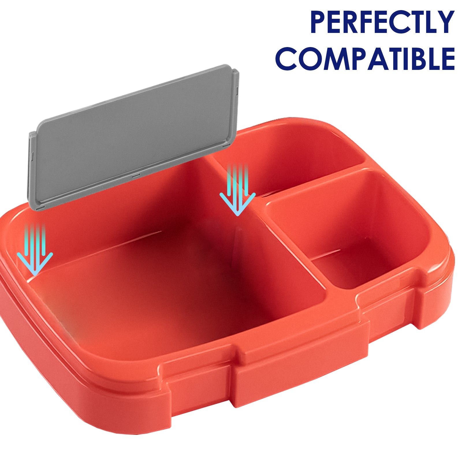 Linkidea 3 Pcs Lunch Box Insert Divider Replacements, Food Grade Bento Box Accessories for Food Dividing, 5.1'' Length Meal Prep Container Separator, Compatible with Bentgo Fresh (Grey)