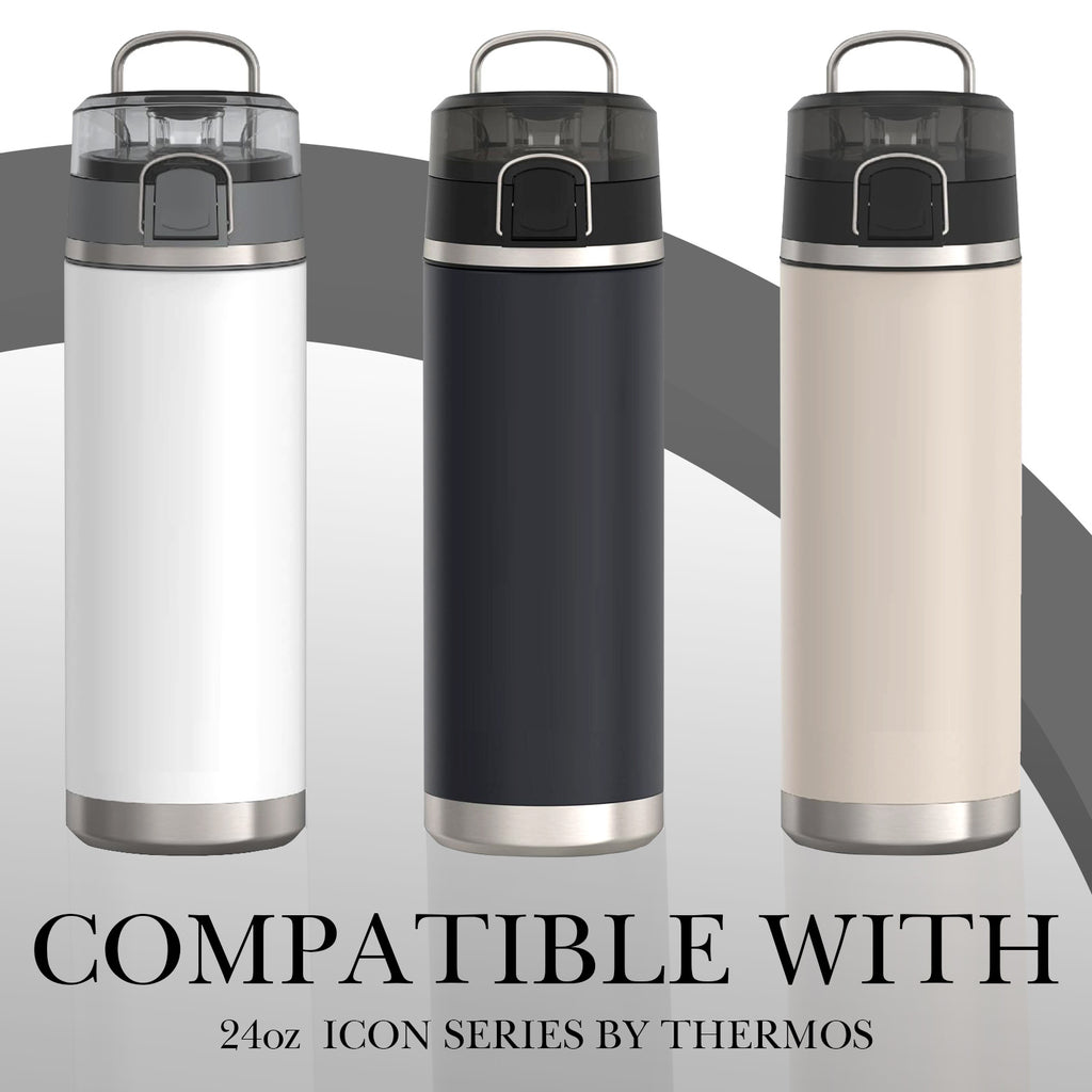 Linkidea 2 Pack Water Bottle Boot Compatible with THERMOS ICON SERIES 24oz, Silicone Waterbottle Bottom Bumper Protector (Black)