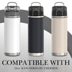 Linkidea 2 Pack Water Bottle Boot Compatible with THERMOS ICON SERIES 24oz, Silicone Waterbottle Bottom Bumper Protector (Black)