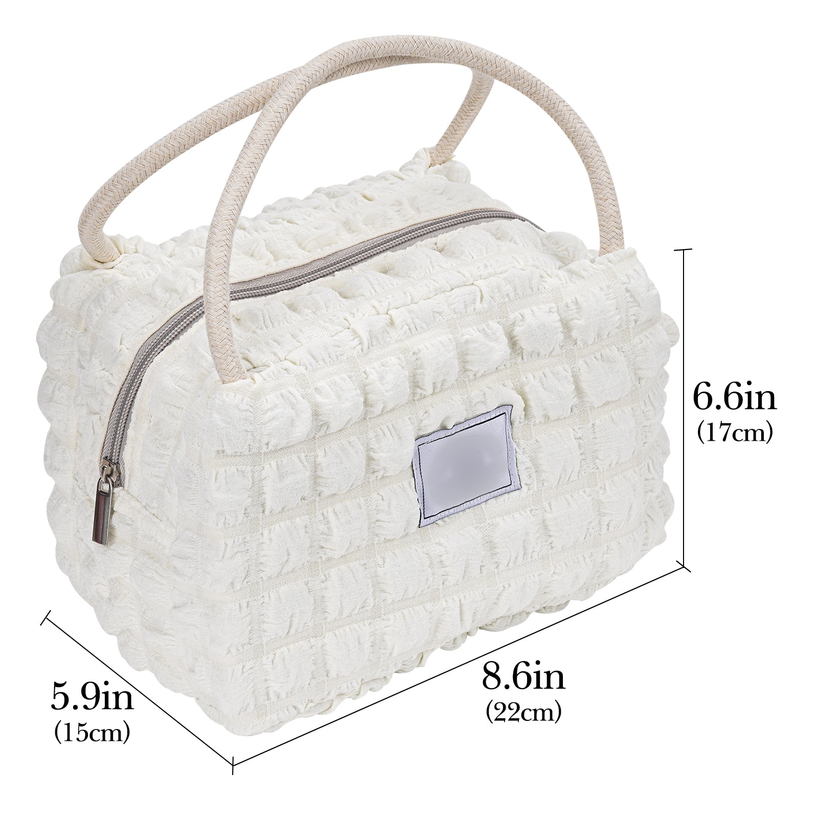 Linkidea Lunch Bag for Women, Insulated Lunch Bag with Hand Strap, Reusable Lunch Tote Bag with Zipper Fits Work, Daily Use, Compatible with Bentogo, LunchBots, EasyLunchboxes (White)