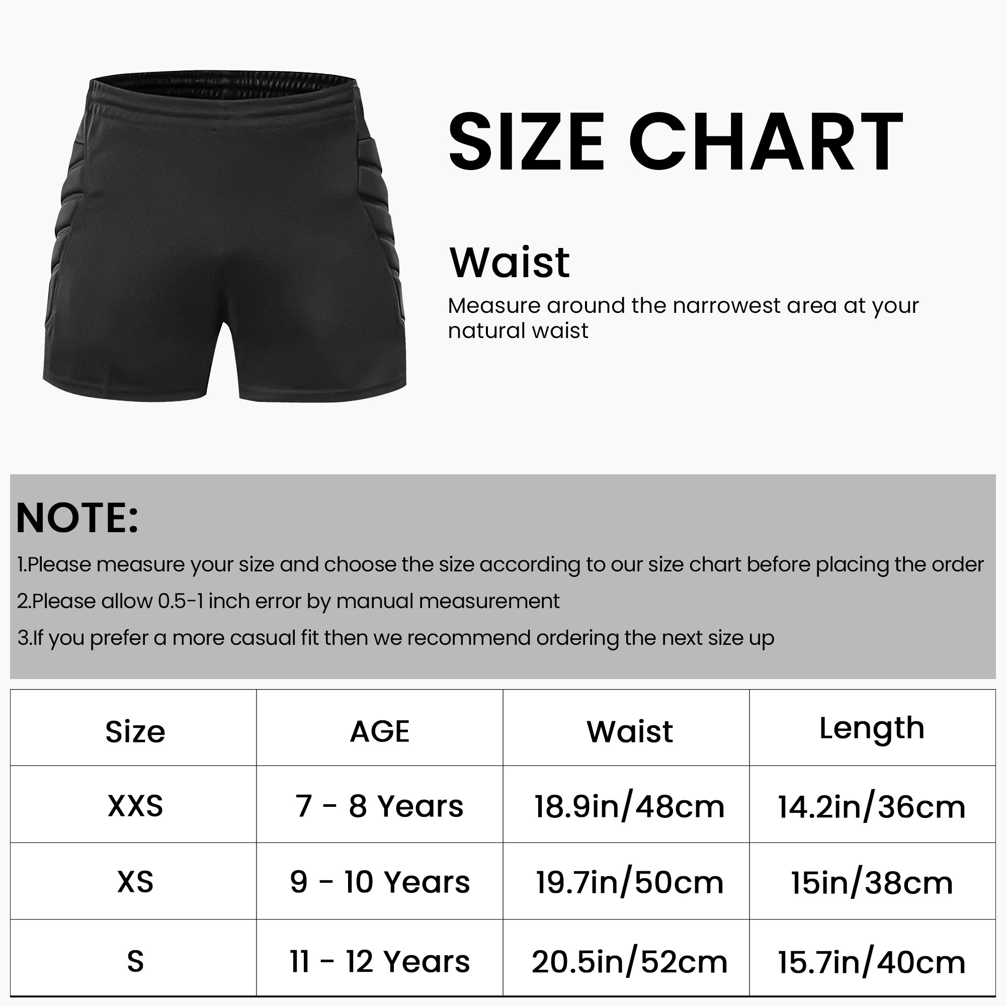 Linkidea Youth Soccer Goalie Shorts with Hip Padding, Moisture-Wicking Goalkeeper Shorts for Kids Boys Girls (Ages 7-8)