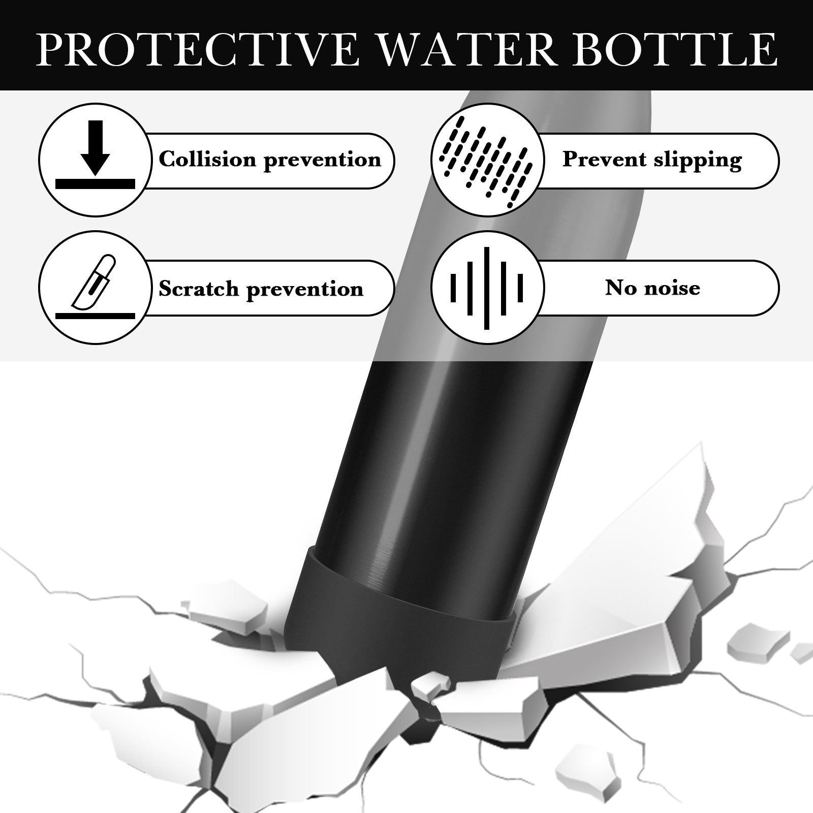 Linkidea 2 Pack Water Bottle Boot Compatible with 25oz ORIGINAL, BJPKPK, Konokyo 25oz Cola Shaped Bottles, Silicone Bottle Boot Bottom Sleeve Cover Protector, Bottle Bumper (Black)