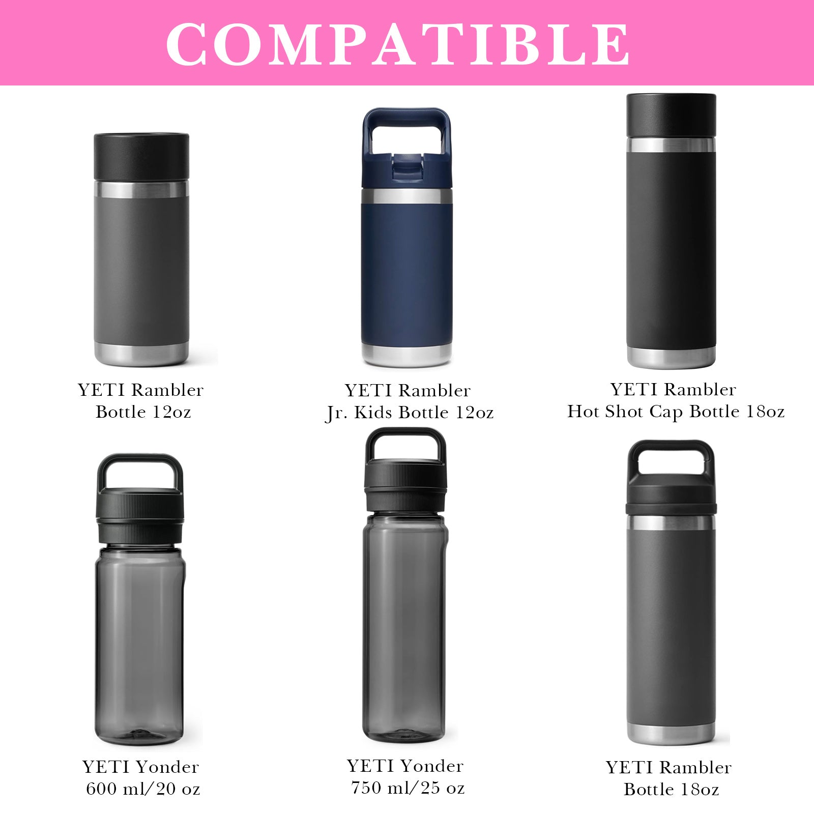 Linkidea Water Bottle Boot Compatible with YETI Rambler Jr. Kids 12oz, Rambler 12oz/18oz, Yonder 20oz/25oz, Silicone Anti-Slip Bottle Bottom Sleeve Bumper Protector (Pink / 2 Pack)