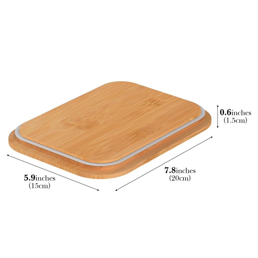 Linkidea 2 Pcs Rectangle Wooden Replacement Lids with Silicone Ring, 7.8'' x 5.9'' Airtight Sealing Covers for Glass Jars, Containers, Food Storage, Compatible with Pyrex 7120-PC
