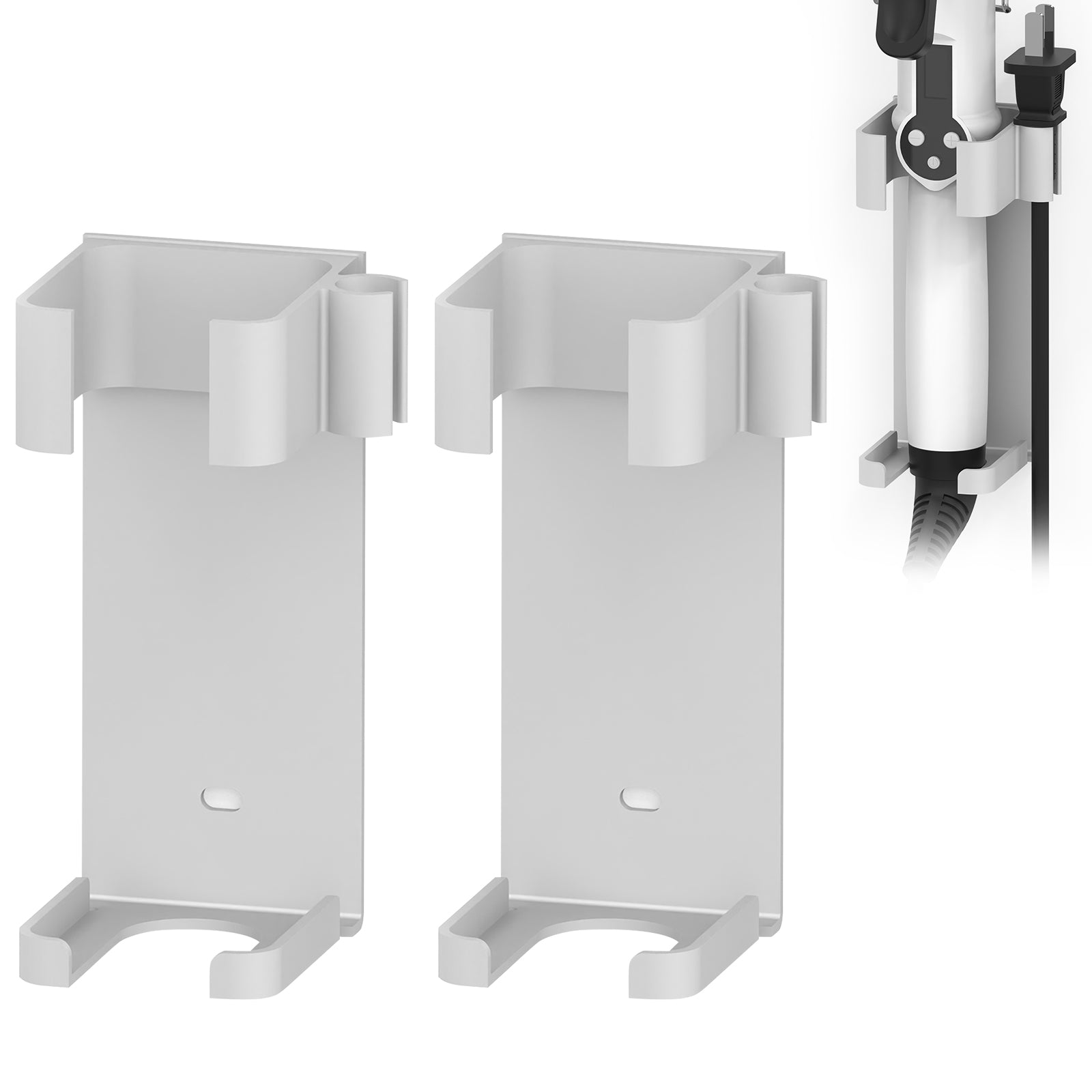 2 Pack Extra Large Curling Iron Holder Wall Mount for Devices Diameter Under 1.77" (4.5CM), Hair Styling Tool Storage Organizer, White Hairdressing Hanging Rack Stand for Flat Irons, Curling Wands