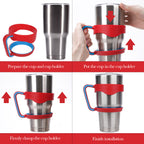 Linkidea Tumbler Handle Compatible with 30oz YETI Rambler, OZARK TRAIL Tumbler, Portable Anti Slip Travel Mug Grip, Red