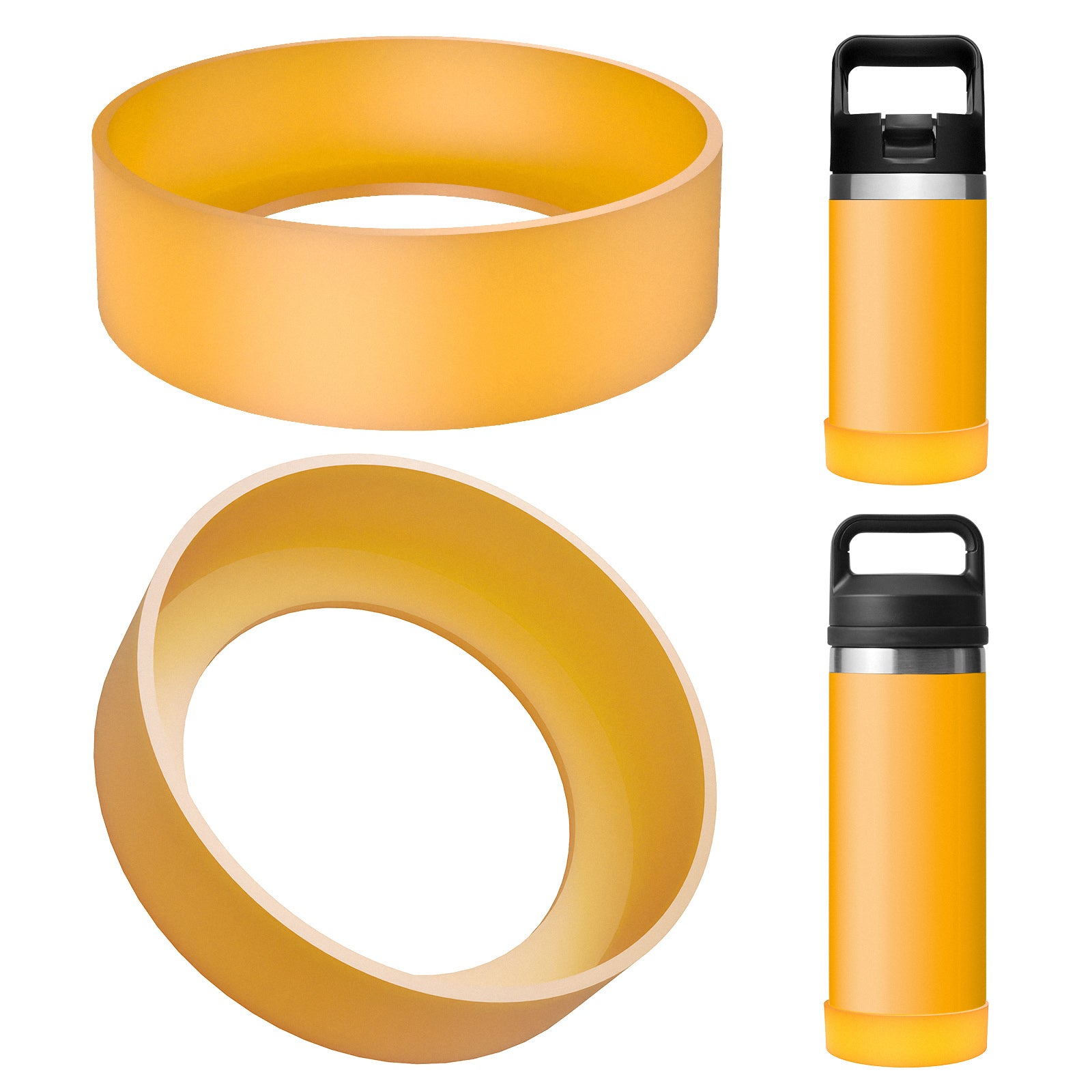 Linkidea 2 Pack Water Bottle Boot Compatible with YETI Rambler Jr. Kids 12oz, Rambler Bottle 12oz/18oz, Yonder 20oz, Silicone Anti-Slip Bottle Bottom Bumper Protector (Orange)