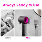 Linkidea Wall Mounted Hair Dryer Holder with Hooks, Screw or Self-Adhesive Organizer Stand, Compatible with Dyson Origin & Nural Series Hair Dryers (Silver)