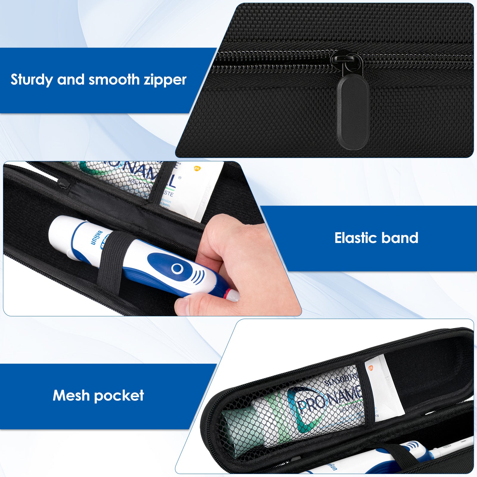 Linkidea Large Electric Toothbrush and Toothpaste Travel Case, Hard Shell Dual Powered Brushes Bag with Toothpaste Storage, Compatible with Oral-B, Spinbrush Pro, Philips Sonicare