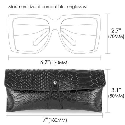 Extra Large Sunglasses Soft Case, Vegan Leather Sun Glasses Organizer Pouch Bag Compatible with DIOR Missdior B1U EverDior A1U Gucci GG0595S GG0875S GG0351S GG1087S Versace VE4395 (XXL)