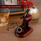 Linkidea Wooden Tobacco Pipe Stand Holder Rack, Compatible with Most Smoking Pipes, Portable Pipe Display Organizer, Pipe Holder for Smoking Accessories (Red)