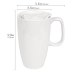 Linkidea Ceramic Coffee Mug with Slide Lid, 20oz Extra Large Travel Coffee Cup with Handle, Reusable Tall Coffee Mugs Large Capacity Drinking Teacups, Microwave and Dishwasher Safe