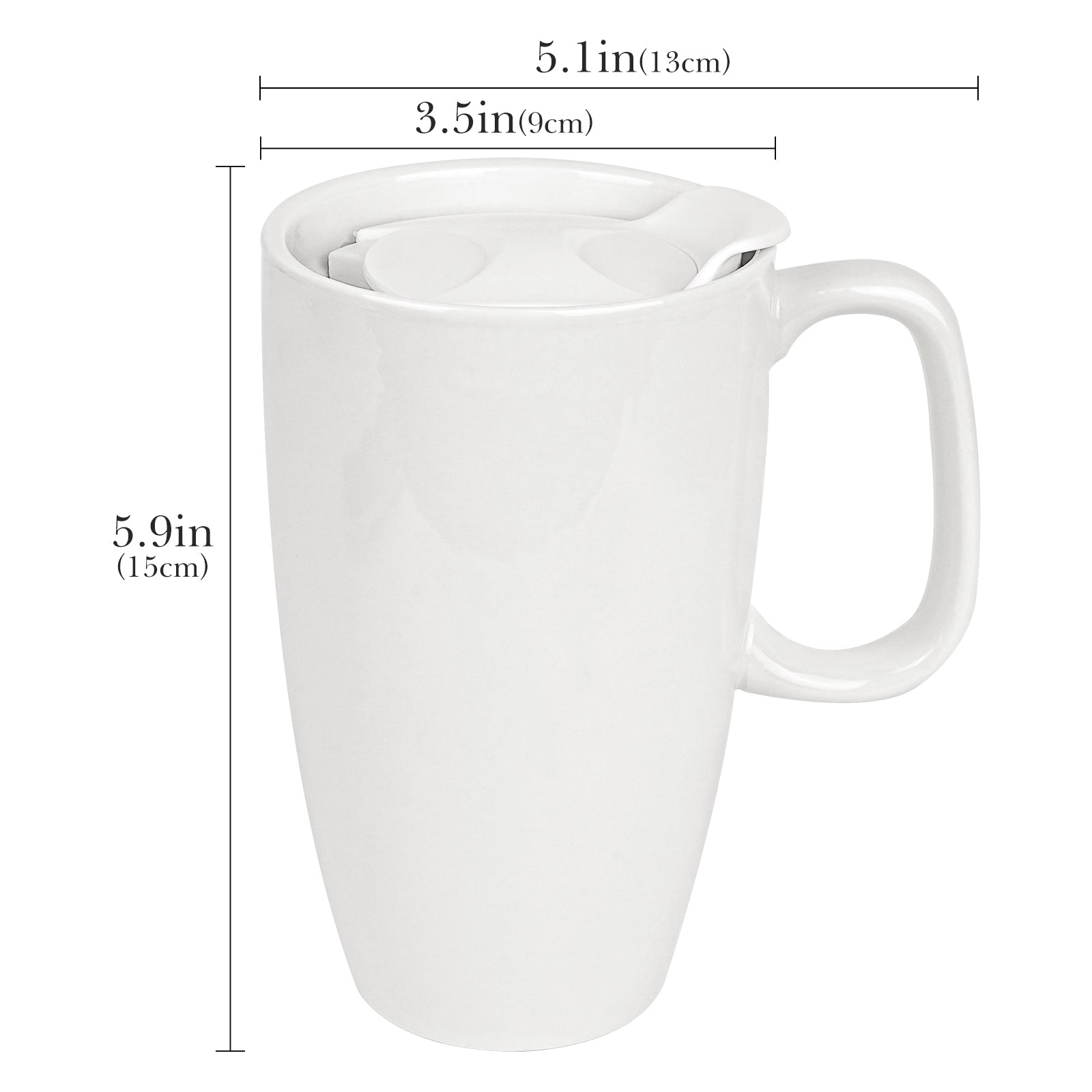 Linkidea Ceramic Coffee Mug with Slide Lid, 20oz Extra Large Travel Coffee Cup with Handle, Reusable Tall Coffee Mugs Large Capacity Drinking Teacups, Microwave and Dishwasher Safe