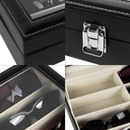 Sunglass Organizer for Extra Large Sunglasses, 8 Slot Glass Top Lidded Sunglass Storage Box, Eyewear Collector Display Case Compatible with Gucci GG0876S GG0875S