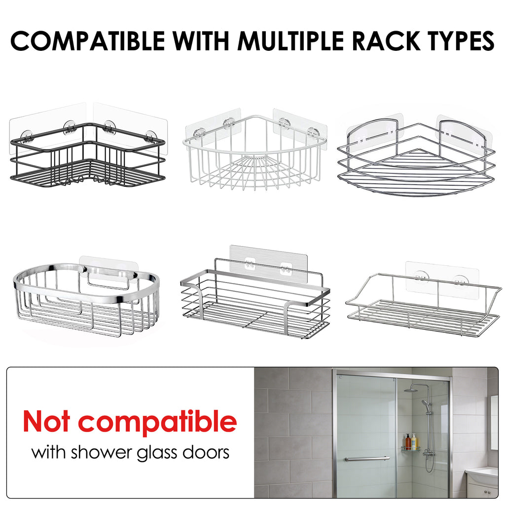 Linkidea Shower Caddy Shelf Hooks, Stainless Steel Wall Mounted Hanger Organizer for Loofah, Body Brush, Razor, Bath Sponge, Towel, Rust Resistant Bathroom Storage, Silver 4 Pack