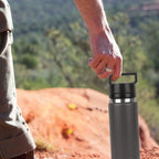 Linkidea Water Bottle Lid Built-in Tea Infuser Compatible with YETI Rambler Bottle 18oz/26oz/36oz/46oz/64oz Chug Cap, Water Bottle Replacement Cap with Handle, Fruit and Ice Strainer (Black)