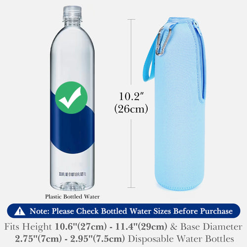 Linkidea 2 Pack Disposable Water Bottle Sleeve Compatible with Smartwater 33.8 Fl Oz, LIFEWTR 33.8 Fl Oz, Insulated Neoprene Plastic Bottled Water Cover with Lockable Zipper, Light Blue