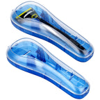 Linkidea 2 Pcs Portable Travel Razor Holder, Protective Razor Case Compatible with Fusion 5 ProGlide, Sensor 3, SkinGuard, Pace 6 Pro (Blue)