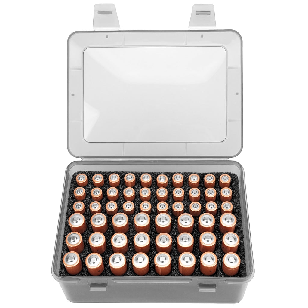 Linkidea Battery Organizer Case Holds 24 AA & 30 AAA Batteries, Durable Portable Storage Box for Home, Travel, Camping, Large Capacity Batteries Storage Solution