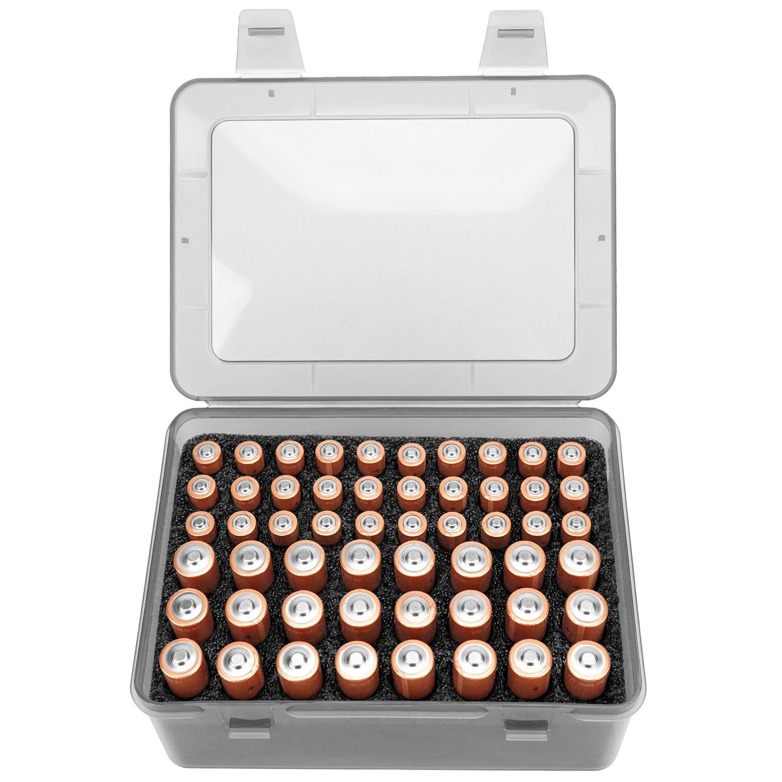 Linkidea Battery Organizer Case Holds 24 AA & 30 AAA Batteries, Durable Portable Storage Box for Home, Travel, Camping, Large Capacity Batteries Storage Solution