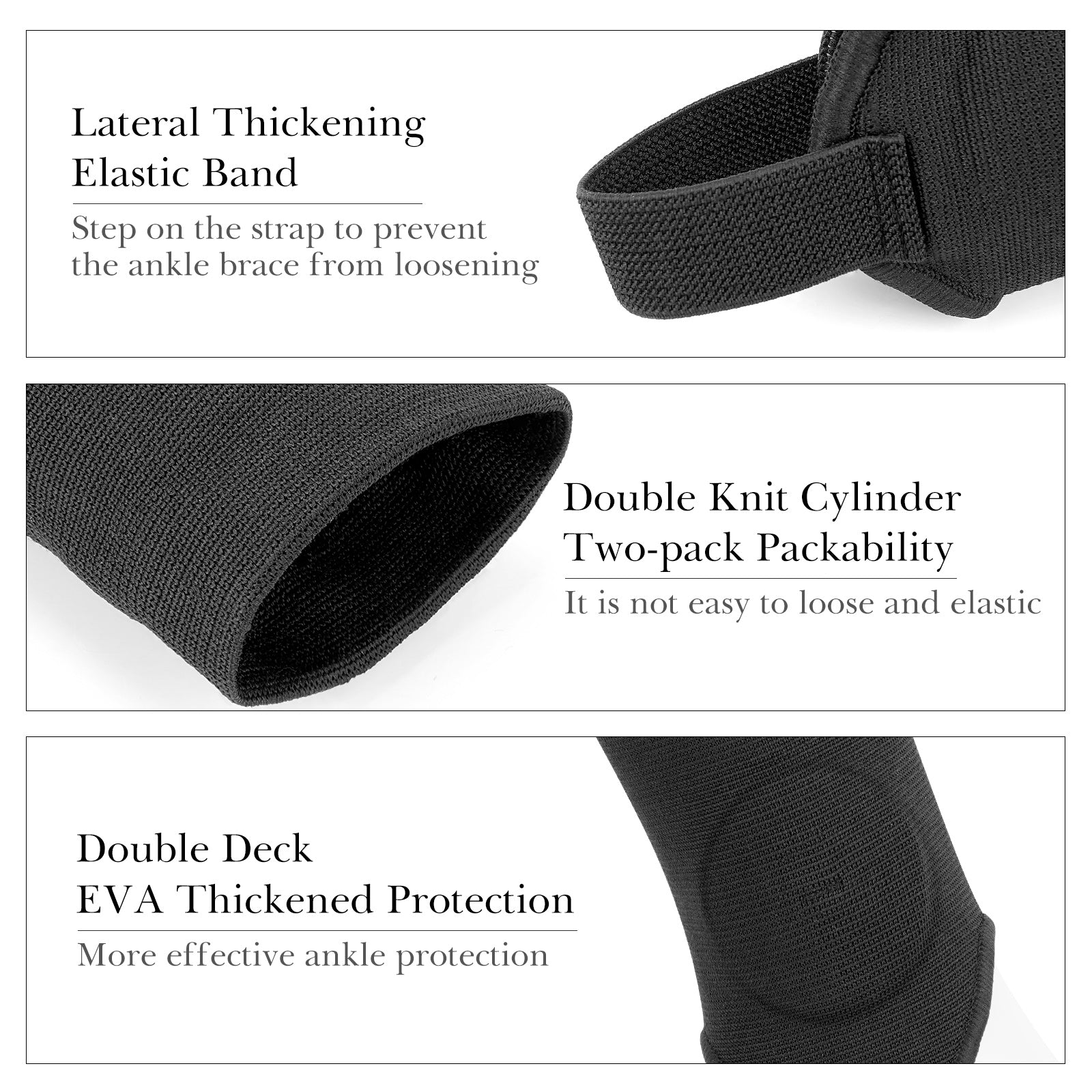 Linkidea 2 Pairs Soccer Ankle Guards, Soccer Double Side Ankle Shield Protector with Elastic Band, Ankle Padded Support Brace for Sport Stabilizing Fits to Adult (Black, Size L)