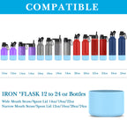 Linkidea 2 Pack Water Bottle Boot Compatible with IRON °FLASK Wide/Narrow Mouth 12oz/14oz/16oz/18oz/20oz/22oz/24oz, Silicone Bottle Bottom Sleeve Cover Bumper Protector (Sky Blue)