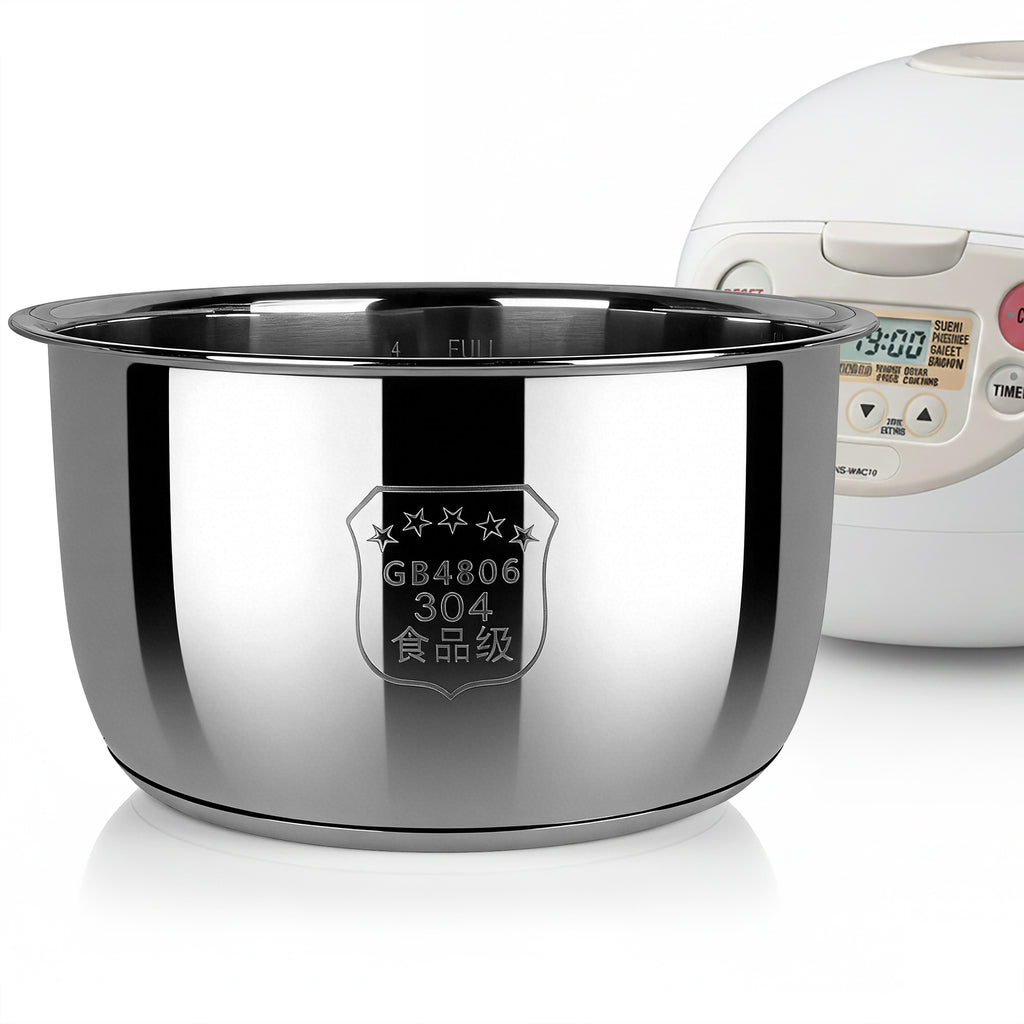 Linkidea Rice Cooker Stainless Steel Inner Pot Compatible with Zojirushi NS-WAC10, Dishwasher Safe, No Coating Replacement Bowl