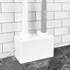 Linkidea Bathroom Electric Toothbrush and Razor Cable Organizer Box, Vanity Hide Cord Organizer, Charger and Power Strip Storage Box, Keep Outlet Clutter Free and Clean (White)
