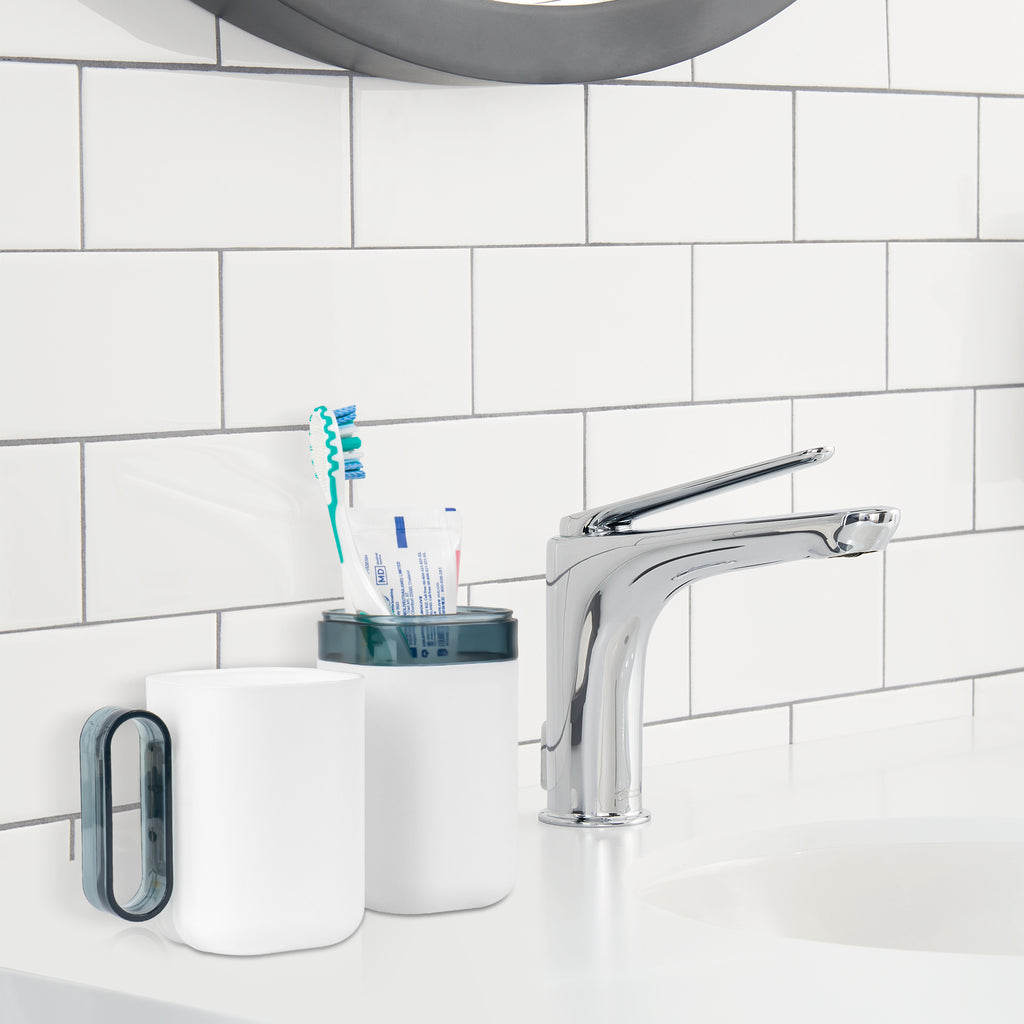 Linkidea 2 Pack Portable Toothbrush Case, 3 in 1 Toothpaste Travel Case Holder, Detachable Travel Toothbrush Holder, Toothbrush Travel Case with Handle (Blue+White)