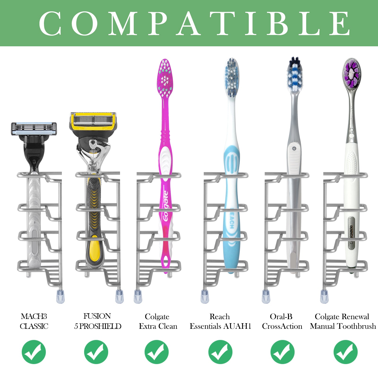 Linkidea Corner Wall Mount Toothbrush Holders for Bathroom, Self Adhesive Triangle Corner Shower Shelf for Tile Walls, Stainless Steel Electric Toothbrush Toothpaste Organizer (Silver)