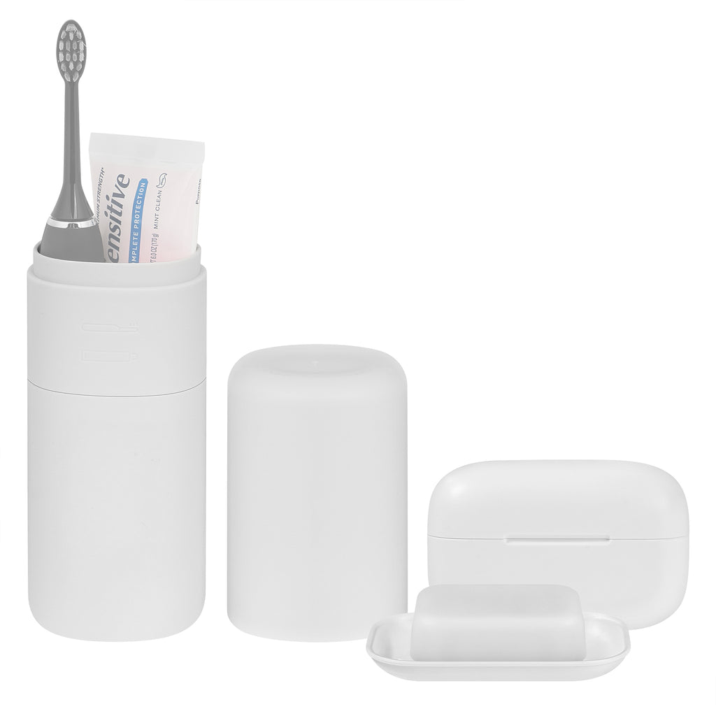 Linkidea Toothbrush and Toothpaste Travel Holder & Soap Case Set, Large Portable Gargle Container for Trips, Gym, Camping and School