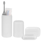 Linkidea Toothbrush and Toothpaste Travel Holder & Soap Case Set, Large Portable Gargle Container for Trips, Gym, Camping and School