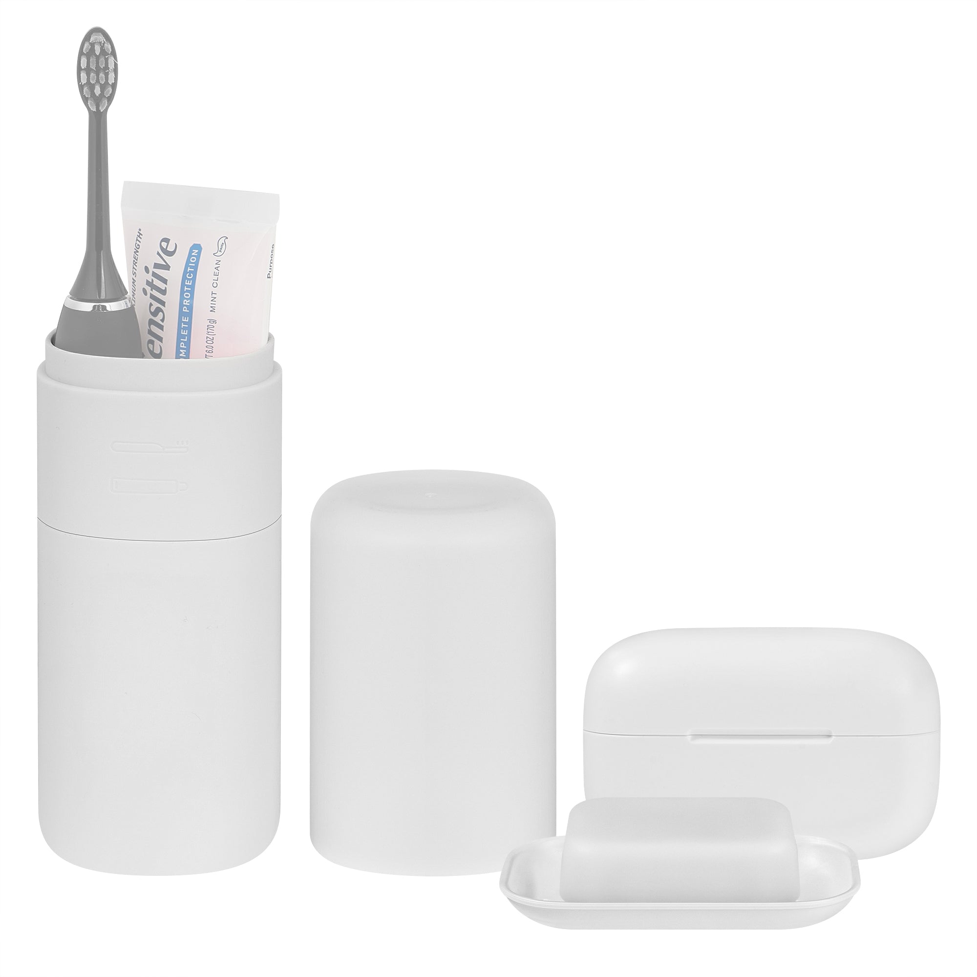 Linkidea Toothbrush and Toothpaste Travel Holder & Soap Case Set, Large Portable Gargle Container for Trips, Gym, Camping and School