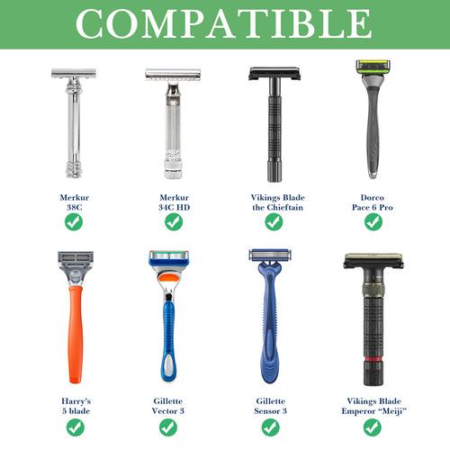 Linkidea 2 Pack Safety Razor Stand, Opening Dia 0.7" (18.5mm) Men's Shaving Stand for Bathroom Countertops, Compatible with Gillette Vector 3, Merkur 23C, 34C HD (Silver)