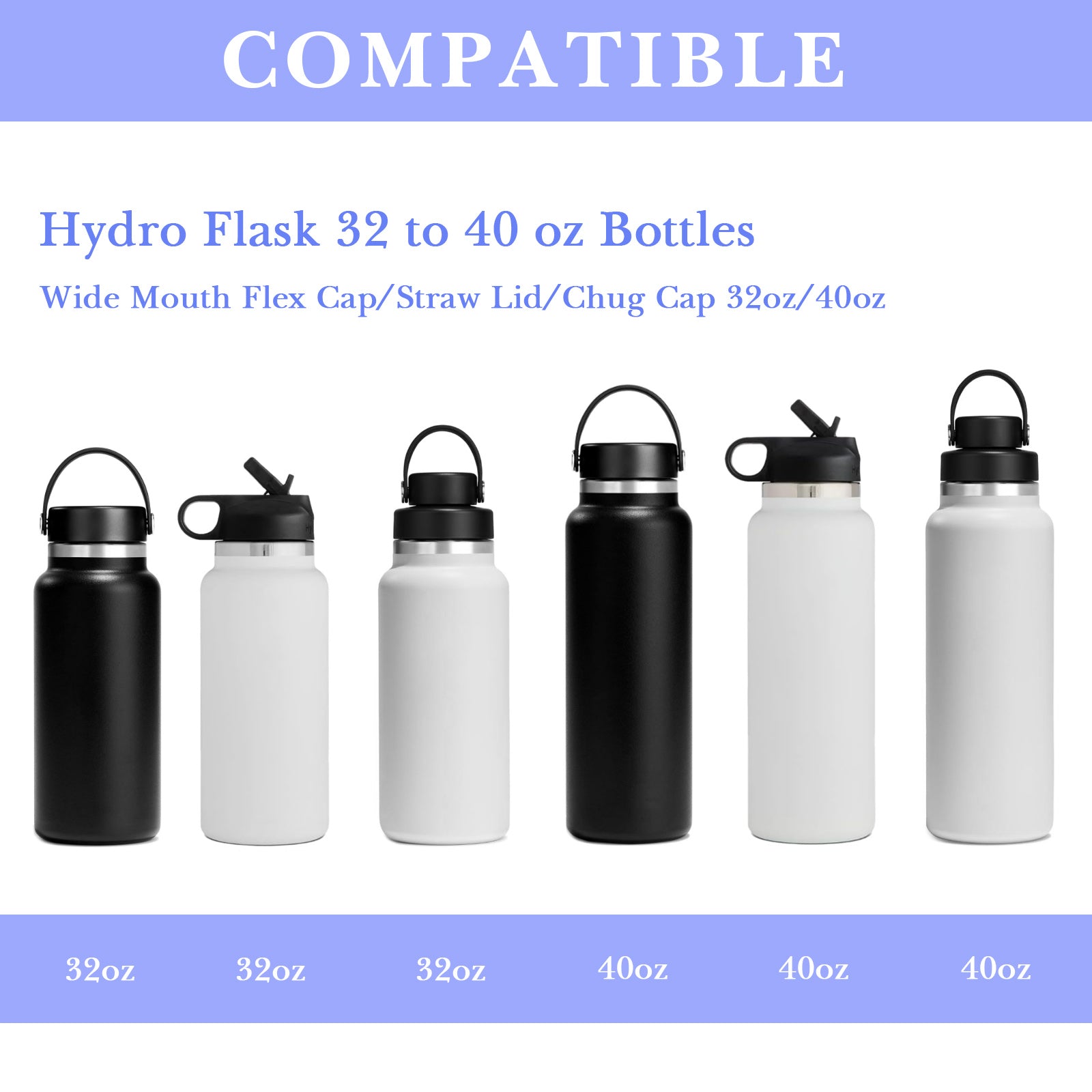 Linkidea Water Bottle Boot Compatible with Hydro Flask Wide Mouth Flex Cap/Straw Lid/Chug Cap 32oz/40oz, Silicone Bottle Bottom Sleeve Cover Protector, Bottle Bumper (Fog / 2 Pack)