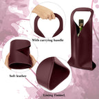 Linkidea Vegan Leather Wine Bottle Bags, 16.7" x 6.9" Wine Tote Bags for Gifts, Luxury Gift Bags for 750ml Wine Bottles, Fits Christmas Use (Red)