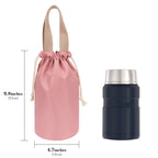 Linkidea Insulated Food Jar Storage Bag, Portable Drawstring Wrap with Hand Strap, Lunch Box Carrier for Food Can, Compatible with Thermos 24 oz & Simple Modern 16 oz & Stanley 18 oz (Pink)