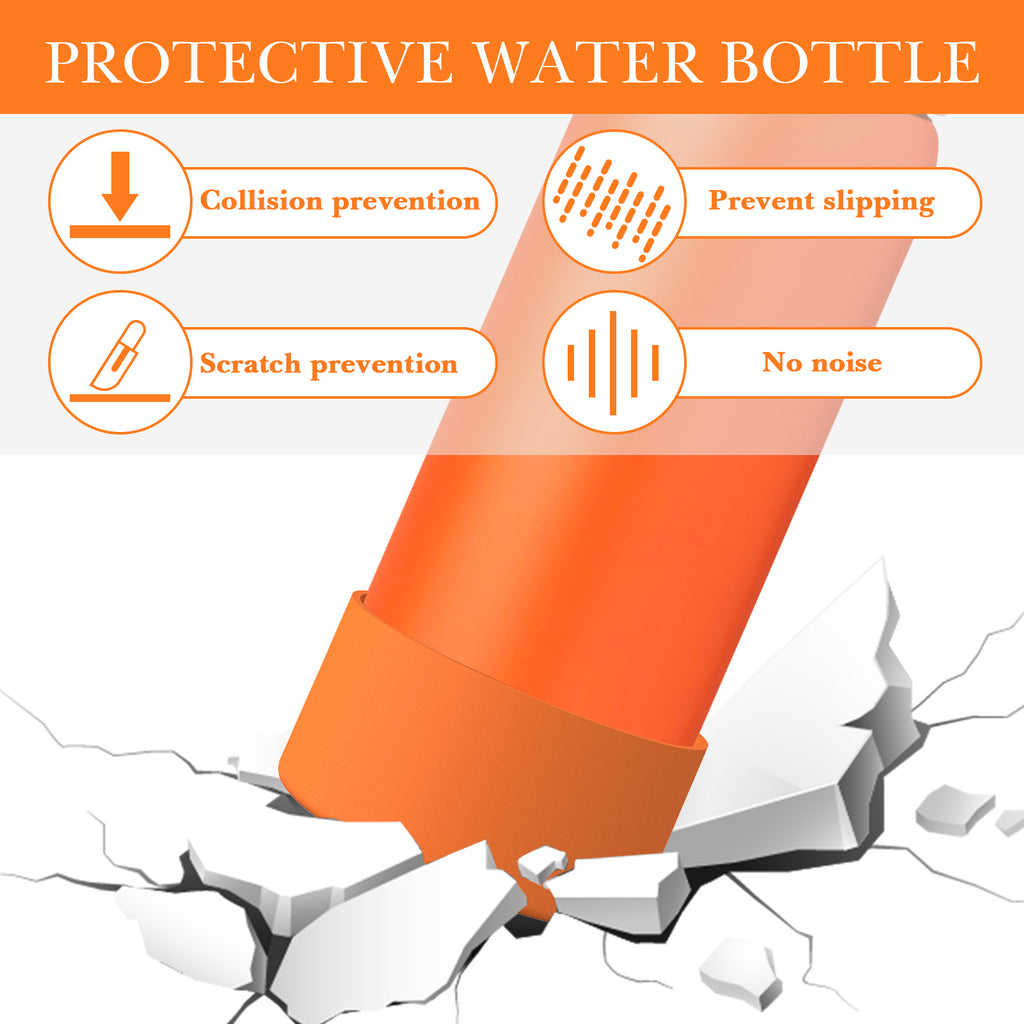 Linkidea 2 Pack Water Bottle Boot Compatible with Owala FreeSip 32oz, Twist 32oz, Silicone Anti-Slip Bottle Bottom Bumper Protector (Orange)