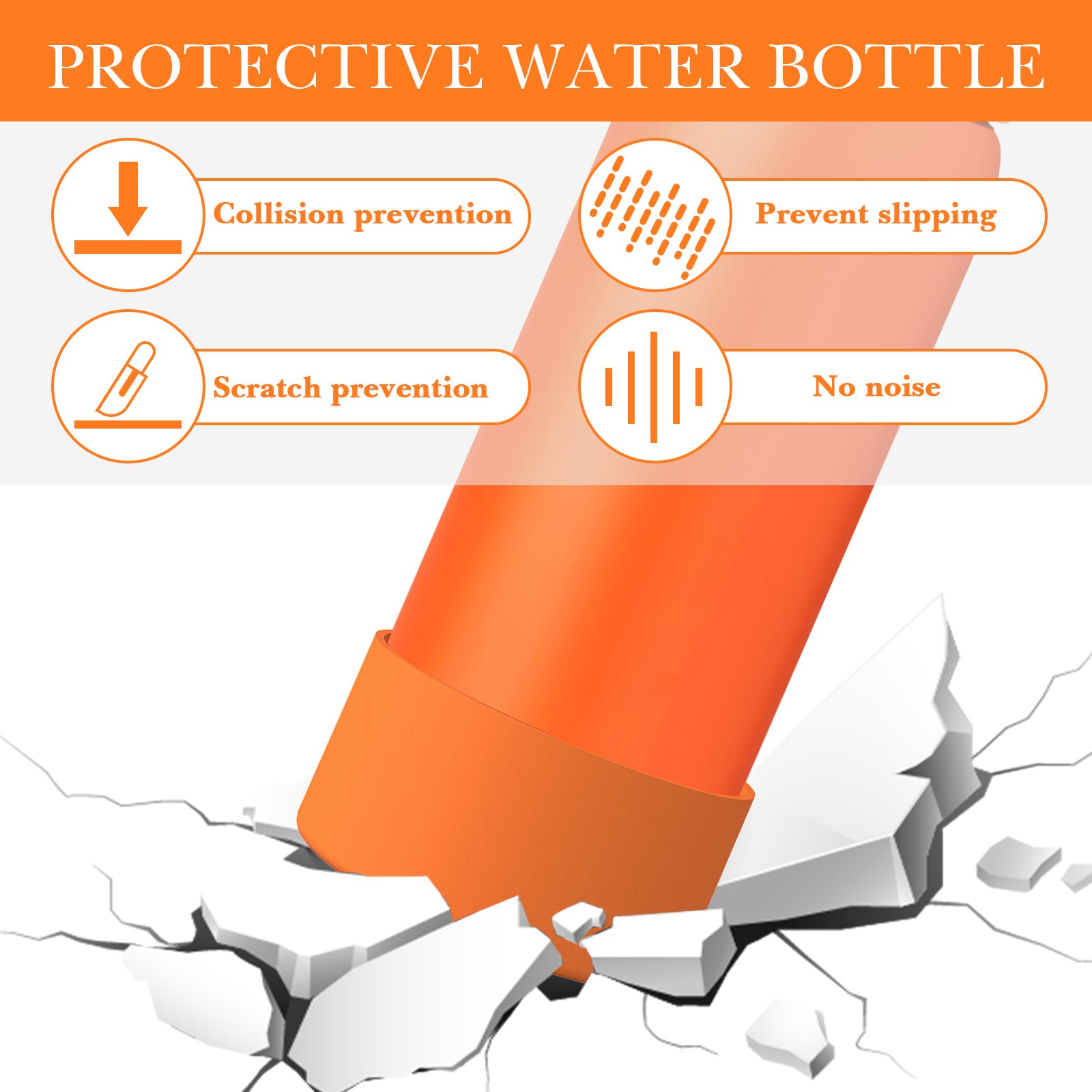 Linkidea 2 Pack Water Bottle Boot Compatible with Owala FreeSip 32oz, Twist 32oz, Silicone Anti-Slip Bottle Bottom Bumper Protector (Orange)