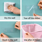 Linkidea 2 Pack Mesh Hanging Bath Toy Storage Organizer, Bathtub Basket with Adhesive Hooks, Wall Mount Shower Caddy Holder for Kids Bathroom Toys, Toiletries, Pink