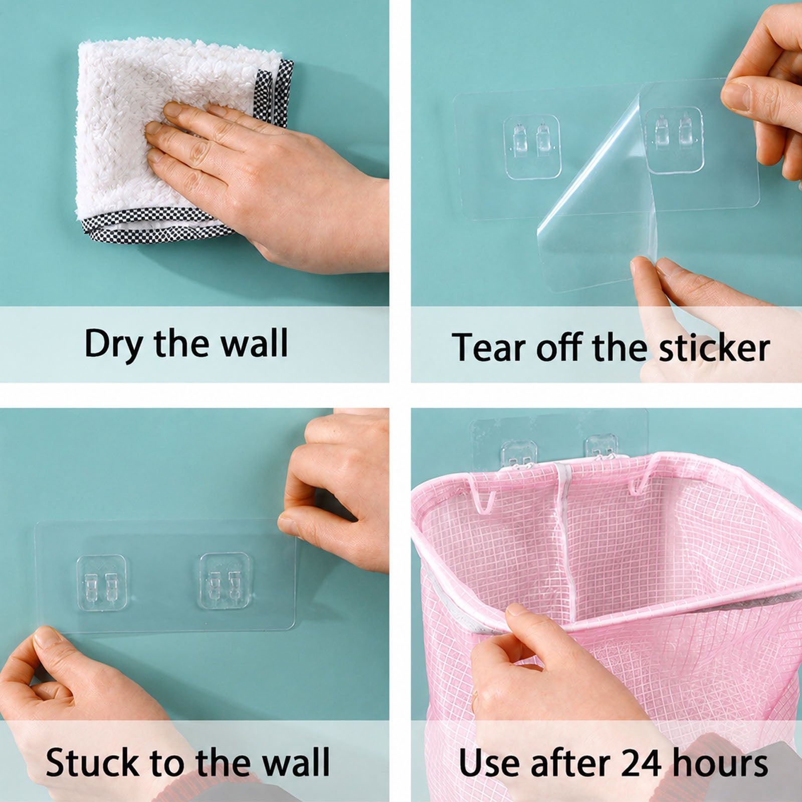 Linkidea 2 Pack Mesh Hanging Bath Toy Storage Organizer, Bathtub Basket with Adhesive Hooks, Wall Mount Shower Caddy Holder for Kids Bathroom Toys, Toiletries, Pink