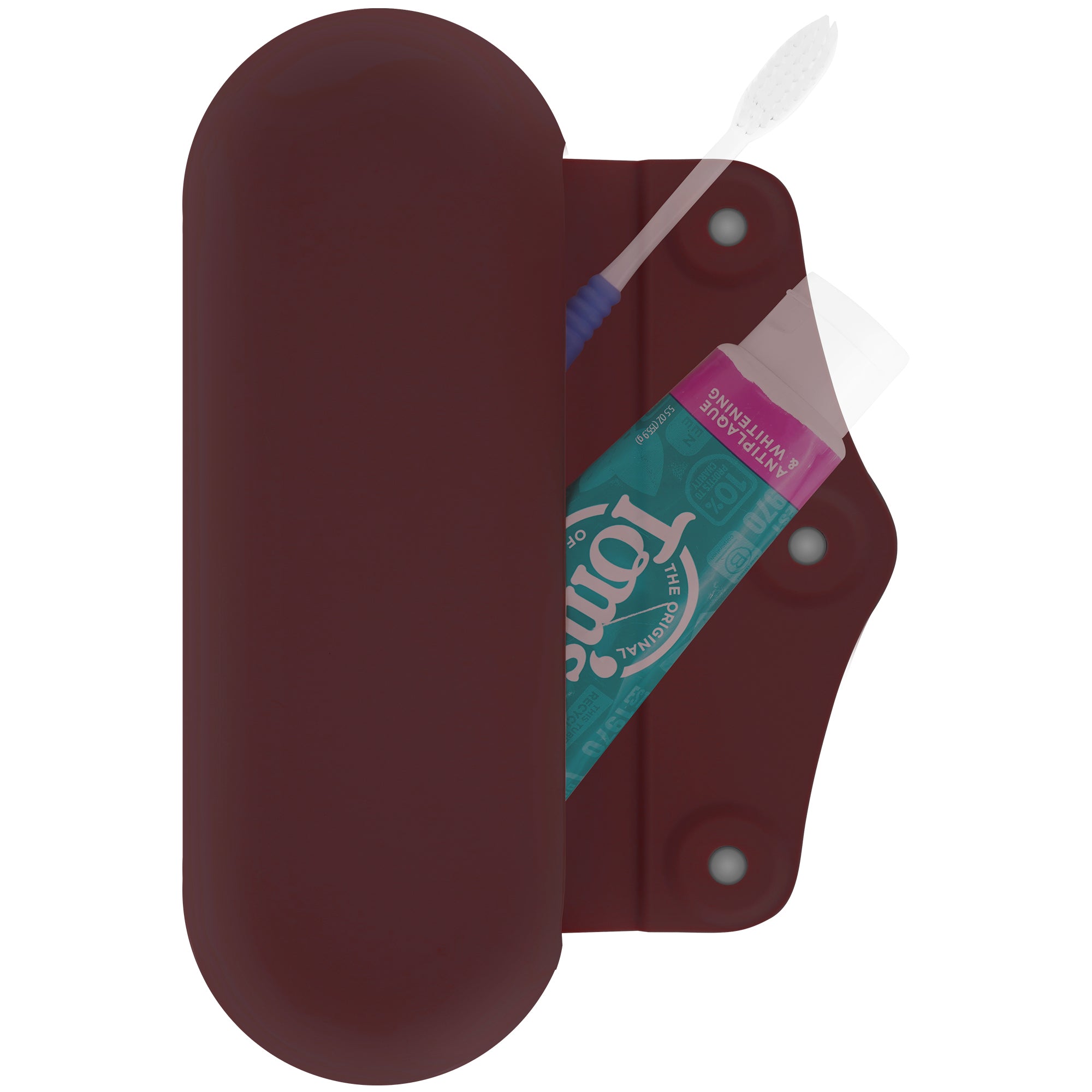 Linkidea Manual Toothbrush Toothpaste Travel Case, Compatible with Colgate ExtraClean, Oral-B CrossAction, Silicone Carrying Bag with Magnetic Snap, Portable Protective Storage Box (Brown)
