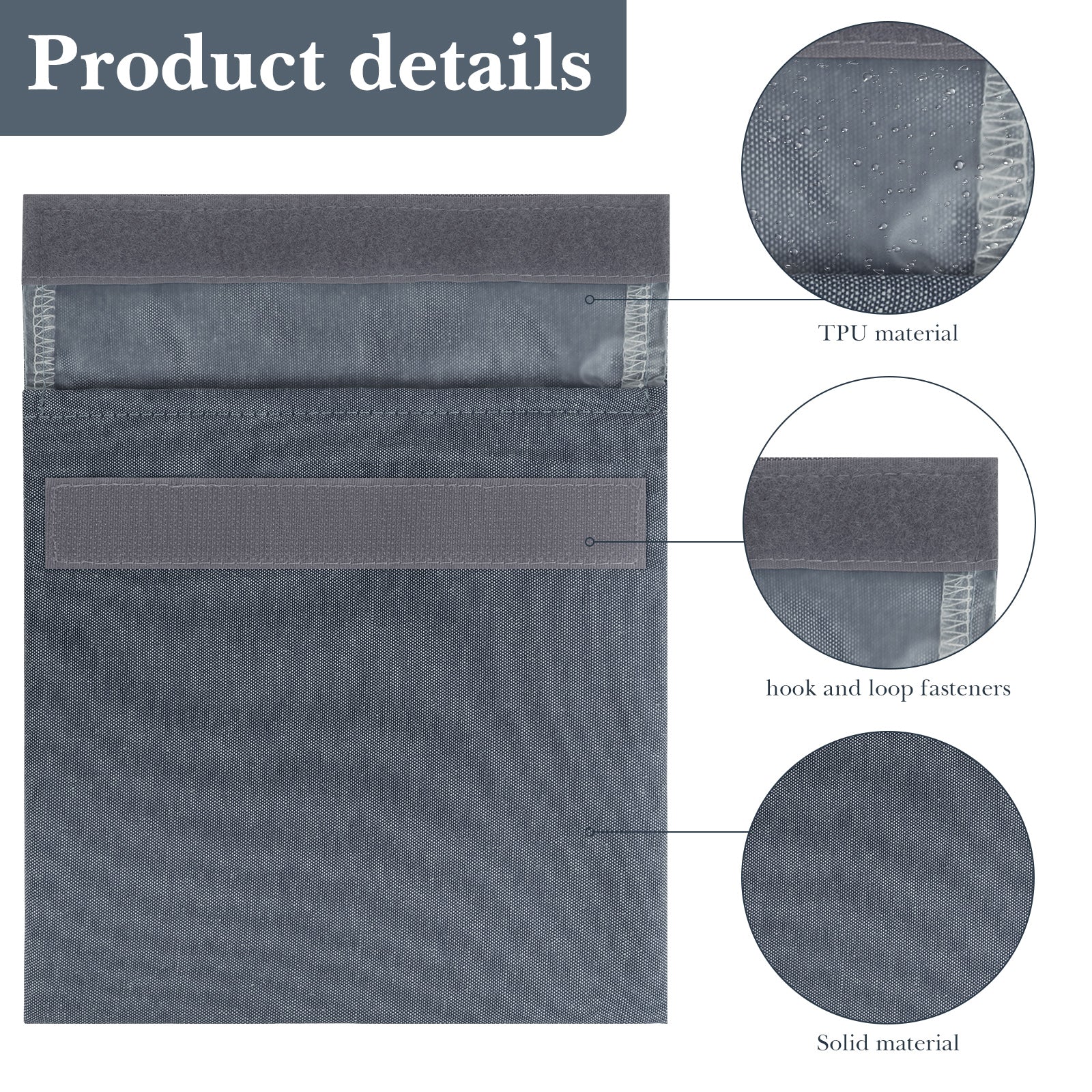 Linkidea 2 Pcs Reusable Snack Bag, Recycled Hook and Loop Packs Pouch for Adult, Leak-Proof Pack It Snack Bag Fits Snacks, Sandwich (Grey)