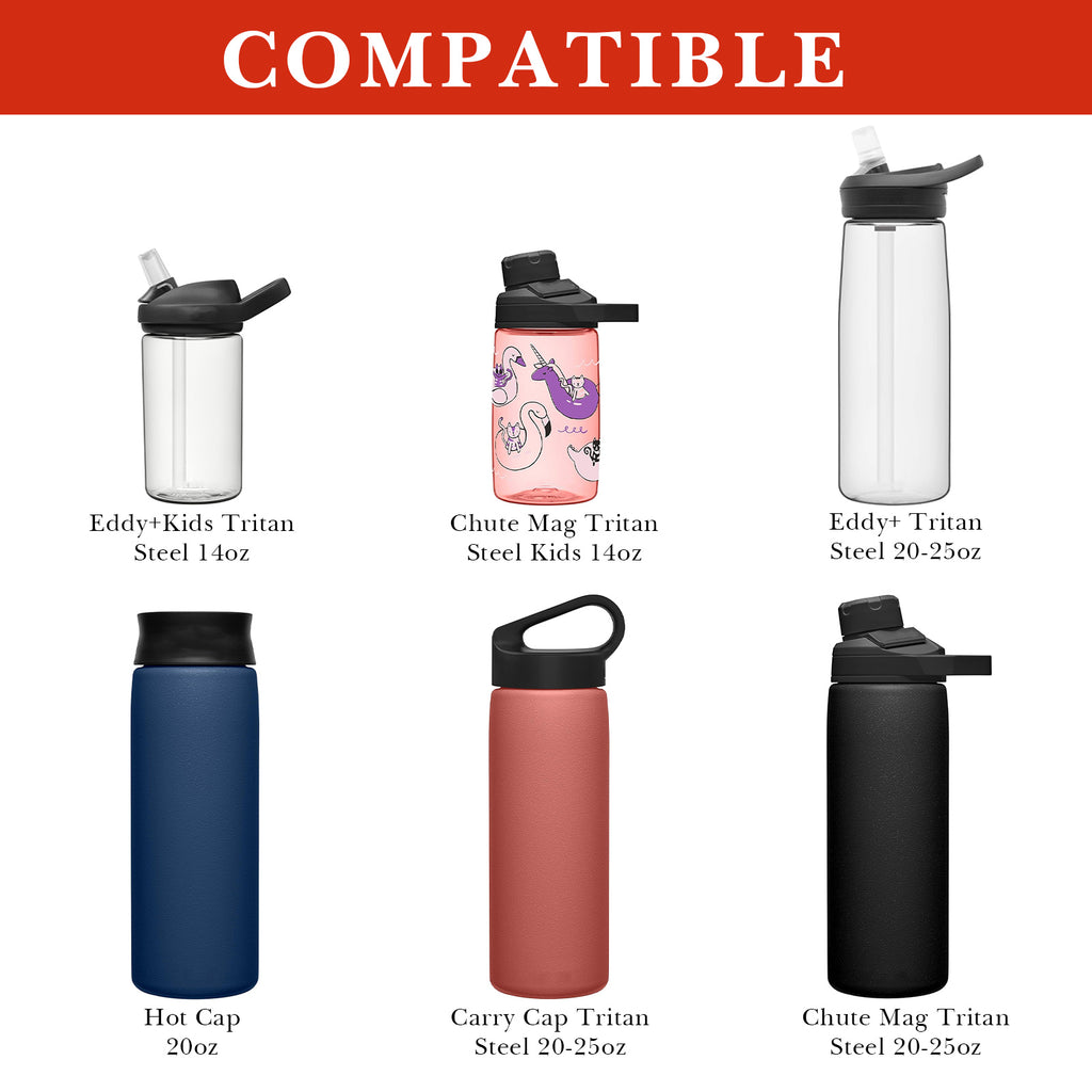 Linkidea 2 Pack Water Bottle Boot Compatible with CamelBak Eddy+20oz/25oz, Chute Mag 20oz/25oz, Carry Cap, Silicone Anti-Slip Bottle Bottom Bumper Protector (Red)