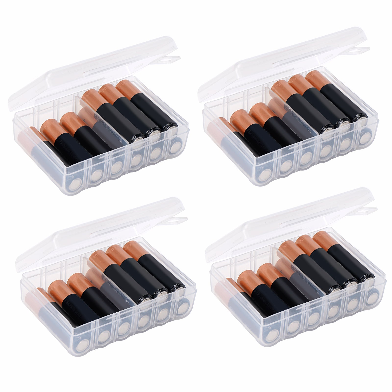 Linkidea 4 Packs Small AAA Battery Storage Organizer Box, 12 AAA Battery Storage Box, WaterProof Portable Battery Organizer with Rope Hole